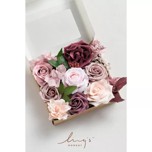 imageLings Moment Marsala Artificial Flowers Box Set for DIY Wedding Bouquets Centerpieces Arrangements Party Baby Bridal Shower Home DecorationsDusty Rose  Mauve