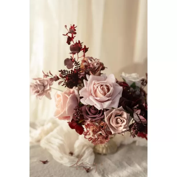 imageLings Moment Marsala Artificial Flowers Box Set for DIY Wedding Bouquets Centerpieces Arrangements Party Baby Bridal Shower Home DecorationsDusty Rose  Rosewood