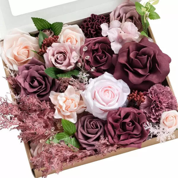 imageLings Moment Marsala Artificial Flowers Box Set for DIY Wedding Bouquets Centerpieces Arrangements Party Baby Bridal Shower Home DecorationsDusty Rose  Mauve