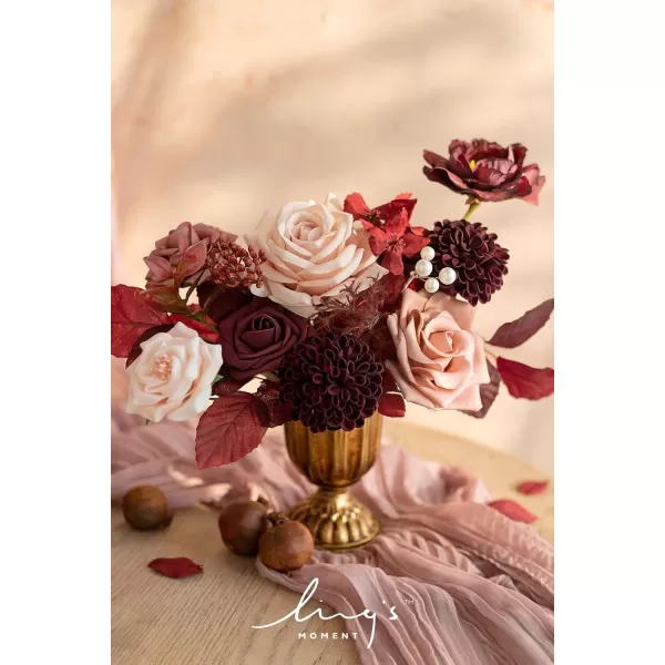 imageLings Moment Marsala Artificial Flowers Box Set for DIY Wedding Bouquets Centerpieces Arrangements Party Baby Bridal Shower Home DecorationsDusty Rose  Burgundy