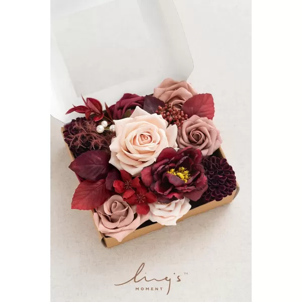 imageLings Moment Marsala Artificial Flowers Box Set for DIY Wedding Bouquets Centerpieces Arrangements Party Baby Bridal Shower Home DecorationsDusty Rose  Burgundy