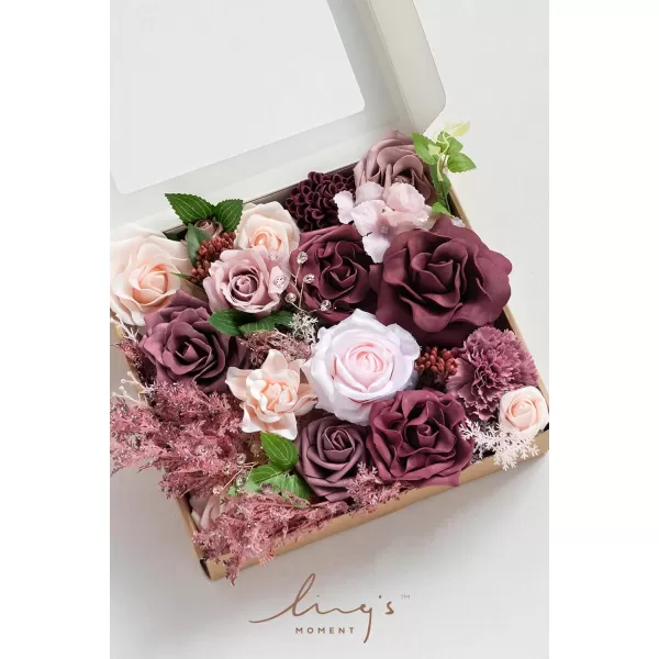 imageLings Moment Marsala Artificial Flowers Box Set for DIY Wedding Bouquets Centerpieces Arrangements Party Baby Bridal Shower Home DecorationsDusty Rose  Mauve