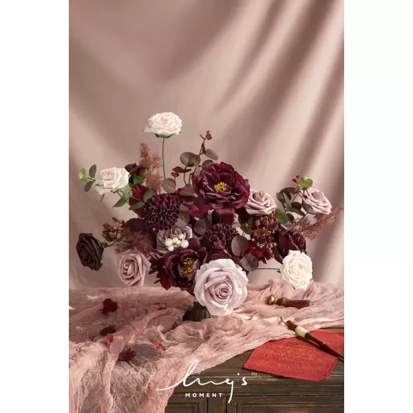 imageLings Moment Marsala Artificial Flowers Box Set for DIY Wedding Bouquets Centerpieces Arrangements Party Baby Bridal Shower Home DecorationsDusty Rose  Burgundy