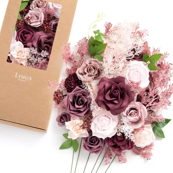 imageLings Moment Marsala Artificial Flowers Box Set for DIY Wedding Bouquets Centerpieces Arrangements Party Baby Bridal Shower Home DecorationsDusty Rose  Mauve