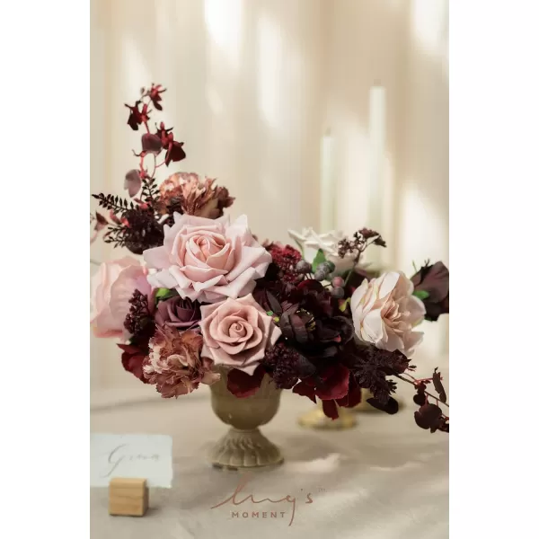 imageLings Moment Marsala Artificial Flowers Box Set for DIY Wedding Bouquets Centerpieces Arrangements Party Baby Bridal Shower Home DecorationsDusty Rose  Rosewood