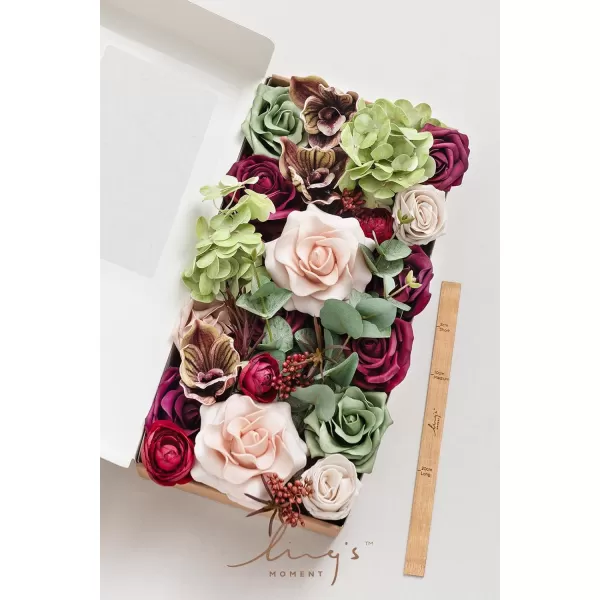 imageLings Moment Marsala Artificial Flowers Box Set for DIY Wedding Bouquets Centerpieces Arrangements Party Baby Bridal Shower Home DecorationsMarsala  Nude