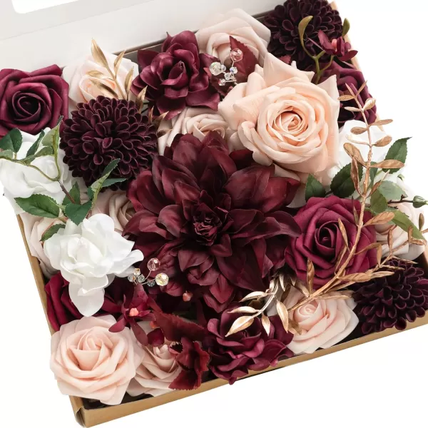 imageLings Moment Marsala Artificial Flowers Box Set for DIY Wedding Bouquets Centerpieces Arrangements Party Baby Bridal Shower Home DecorationsMarsala  Soft Peach