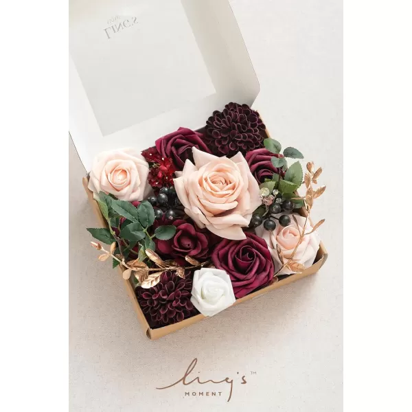 imageLings Moment Marsala Artificial Flowers Box Set for DIY Wedding Bouquets Centerpieces Arrangements Party Baby Bridal Shower Home DecorationsMarsala  Soft Peach