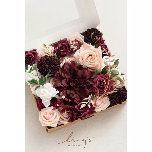 imageLings Moment Marsala Artificial Flowers Box Set for DIY Wedding Bouquets Centerpieces Arrangements Party Baby Bridal Shower Home DecorationsMarsala  Soft Peach