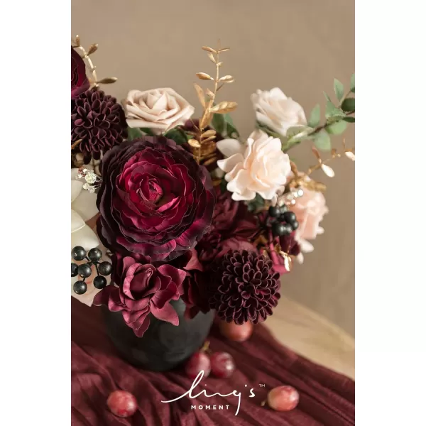 imageLings Moment Marsala Artificial Flowers Box Set for DIY Wedding Bouquets Centerpieces Arrangements Party Baby Bridal Shower Home DecorationsMarsala  Soft Peach