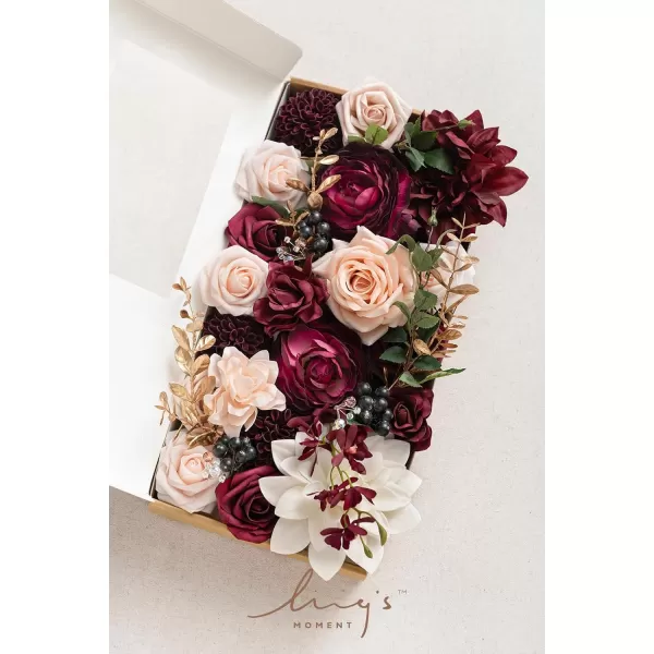 imageLings Moment Marsala Artificial Flowers Box Set for DIY Wedding Bouquets Centerpieces Arrangements Party Baby Bridal Shower Home DecorationsMarsala  Soft Peach