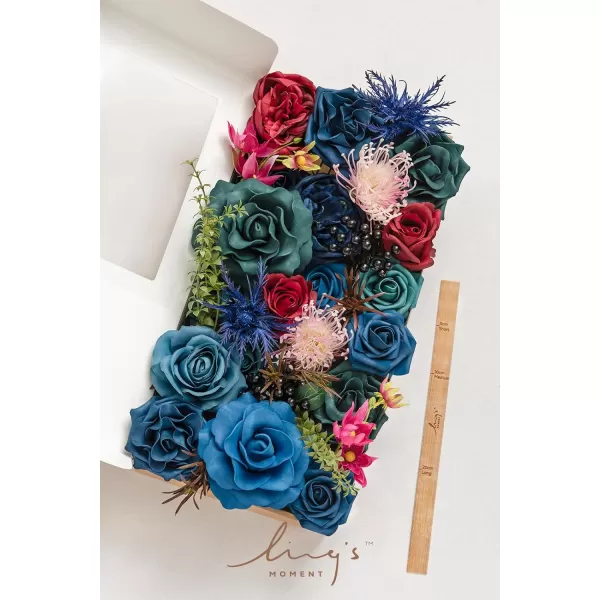 imageLings Moment Marsala Artificial Flowers Box Set for DIY Wedding Bouquets Centerpieces Arrangements Party Baby Bridal Shower Home DecorationsNavy Blue  Pink