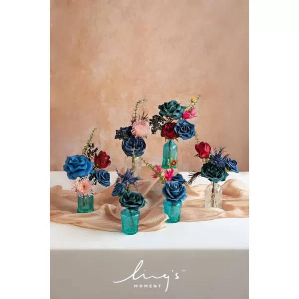 imageLings Moment Marsala Artificial Flowers Box Set for DIY Wedding Bouquets Centerpieces Arrangements Party Baby Bridal Shower Home DecorationsNavy Blue  Pink