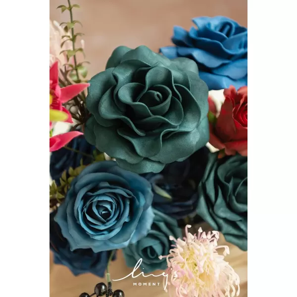 imageLings Moment Marsala Artificial Flowers Box Set for DIY Wedding Bouquets Centerpieces Arrangements Party Baby Bridal Shower Home DecorationsNavy Blue  Pink