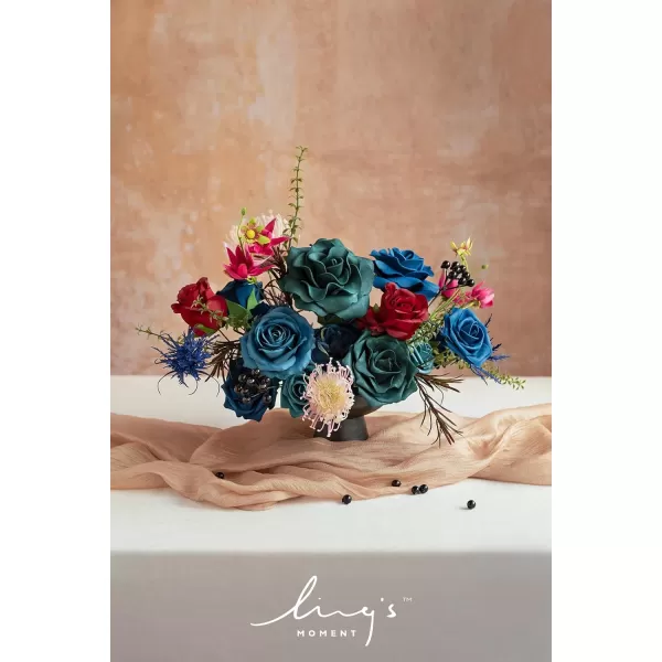 imageLings Moment Marsala Artificial Flowers Box Set for DIY Wedding Bouquets Centerpieces Arrangements Party Baby Bridal Shower Home DecorationsNavy Blue  Pink