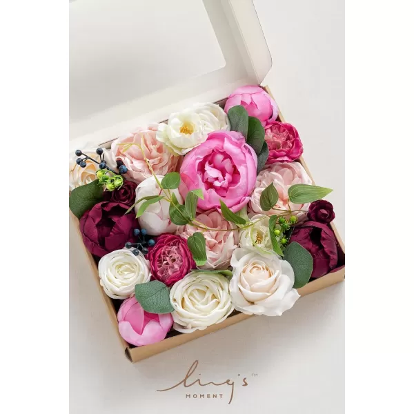 imageLings Moment Marsala Artificial Flowers Box Set for DIY Wedding Bouquets Centerpieces Arrangements Party Baby Bridal Shower Home DecorationsPink  Ivory