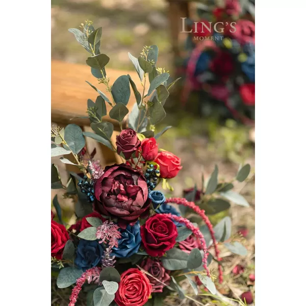 imageLings Moment Marsala Artificial Flowers Box Set for DIY Wedding Bouquets Centerpieces Arrangements Party Baby Bridal Shower Home DecorationsRed  Navy