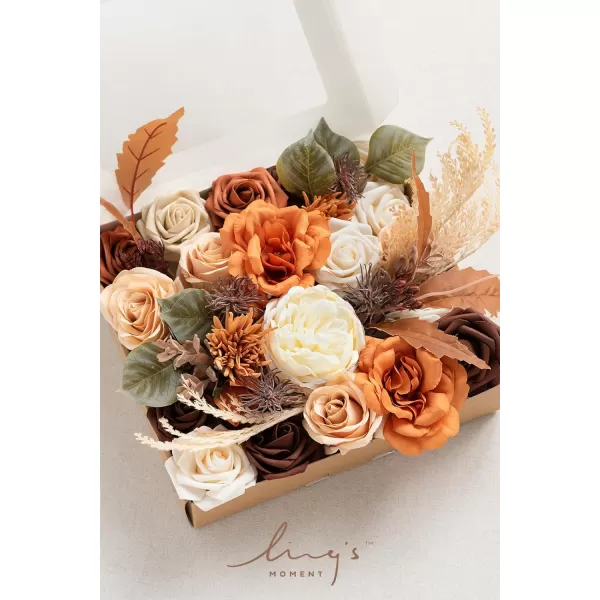 imageLings Moment Terracotta Artificial Flowers Greenery Mini Box Set Burnt Orange Fake Flower for DIY Wedding Bridal Bouquet Centerpieces Decor Floral Arrangement Decor etcTerracotta  Cream