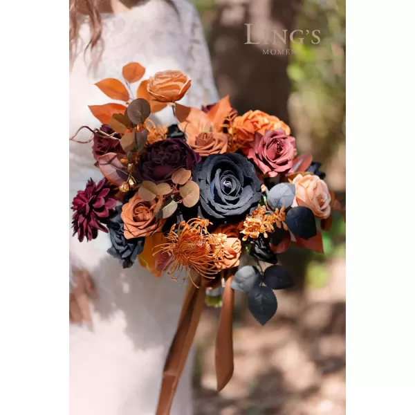 imageLings Moment Terracotta Artificial Flowers Greenery Mini Box Set Burnt Orange Fake Flower for DIY Wedding Bridal Bouquet Centerpieces Decor Floral Arrangement Decor etcBlack  Orange