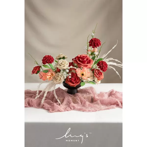 imageLings Moment Terracotta Artificial Flowers Greenery Mini Box Set Burnt Orange Fake Flower for DIY Wedding Bridal Bouquet Centerpieces Decor Floral Arrangement Decor etcBlood Orange  Tawny Beige