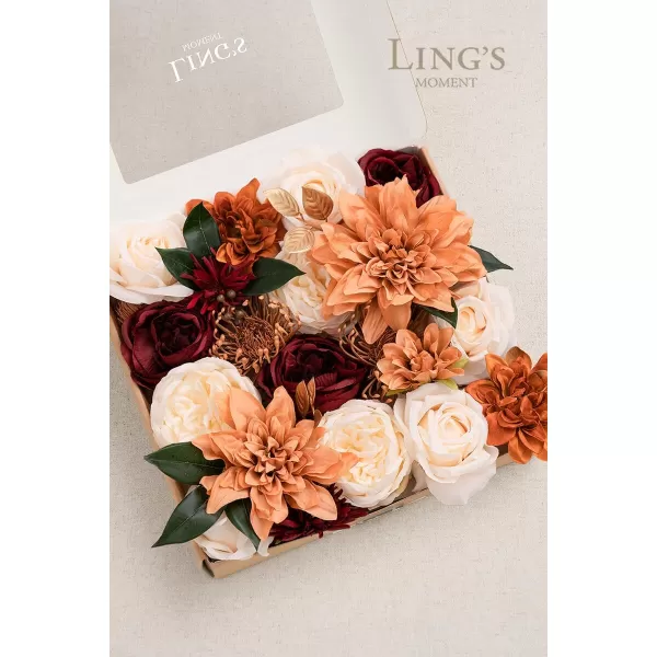 imageLings Moment Terracotta Artificial Flowers Greenery Mini Box Set Burnt Orange Fake Flower for DIY Wedding Bridal Bouquet Centerpieces Decor Floral Arrangement Decor etcTerracotta  Burgundy