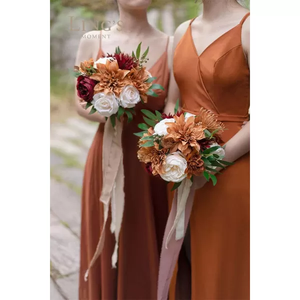 imageLings Moment Terracotta Artificial Flowers Greenery Mini Box Set Burnt Orange Fake Flower for DIY Wedding Bridal Bouquet Centerpieces Decor Floral Arrangement Decor etcTerracotta  Burgundy