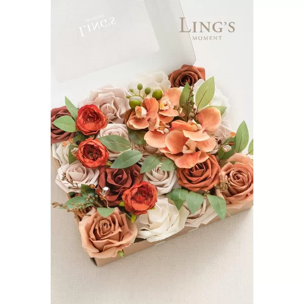 imageLings Moment Terracotta Artificial Flowers Greenery Mini Box Set Burnt Orange Fake Flower for DIY Wedding Bridal Bouquet Centerpieces Decor Floral Arrangement Decor etcOrange  Nude