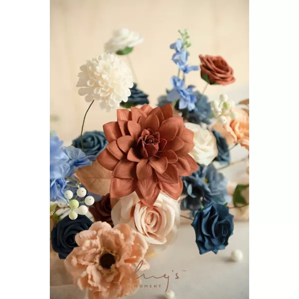 imageLings Moment Terracotta Artificial Flowers Greenery Mini Box Set Burnt Orange Fake Flower for DIY Wedding Bridal Bouquet Centerpieces Decor Floral Arrangement Decor etcBurnt Orange  Navy