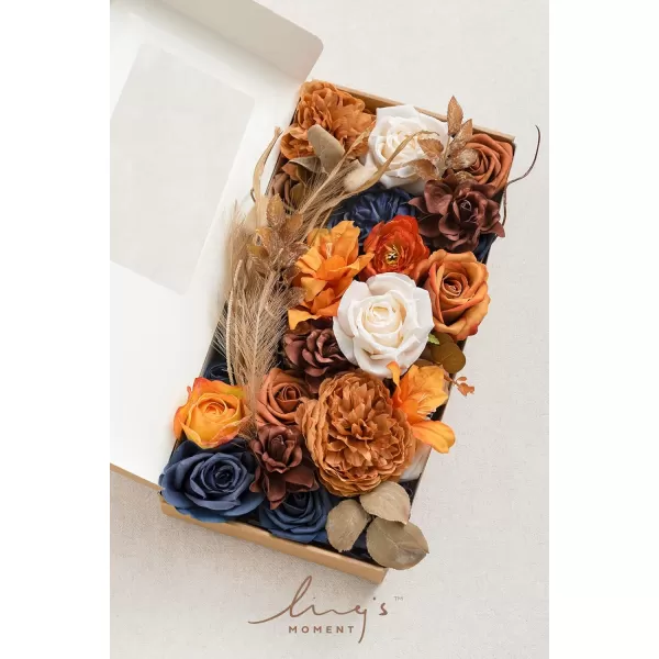 imageLings Moment Terracotta Artificial Flowers Greenery Mini Box Set Burnt Orange Fake Flower for DIY Wedding Bridal Bouquet Centerpieces Decor Floral Arrangement Decor etcOrange  Navy