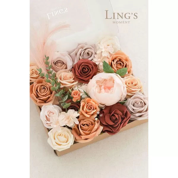 imageLings Moment Terracotta Artificial Flowers Greenery Mini Box Set Burnt Orange Fake Flower for DIY Wedding Bridal Bouquet Centerpieces Decor Floral Arrangement Decor etcRust  Orange