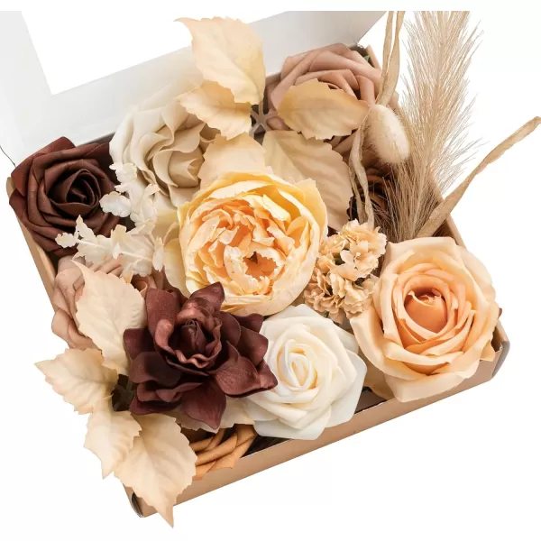 imageLings Moment Terracotta Artificial Flowers Greenery Mini Box Set Burnt Orange Fake Flower for DIY Wedding Bridal Bouquet Centerpieces Decor Floral Arrangement Decor etcBoho  Sepia