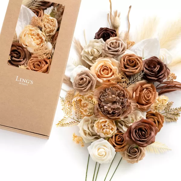 imageLings Moment Terracotta Artificial Flowers Greenery Mini Box Set Burnt Orange Fake Flower for DIY Wedding Bridal Bouquet Centerpieces Decor Floral Arrangement Decor etcBoho  Sepia