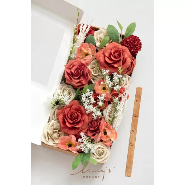 imageLings Moment Terracotta Artificial Flowers Greenery Mini Box Set Burnt Orange Fake Flower for DIY Wedding Bridal Bouquet Centerpieces Decor Floral Arrangement Decor etcBlood Orange  Tawny Beige