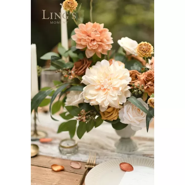 imageLings Moment Terracotta Artificial Flowers Greenery Mini Box Set Burnt Orange Fake Flower for DIY Wedding Bridal Bouquet Centerpieces Decor Floral Arrangement Decor etcCream  Apricot