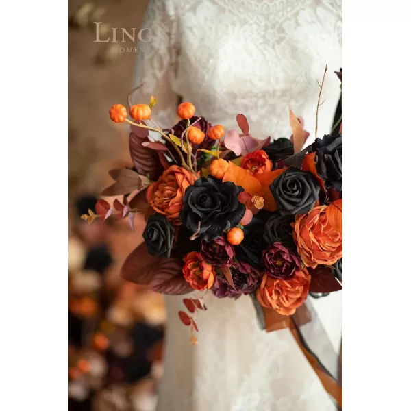 imageLings Moment Terracotta Artificial Flowers Greenery Mini Box Set Burnt Orange Fake Flower for DIY Wedding Bridal Bouquet Centerpieces Decor Floral Arrangement Decor etcBlack  Orange