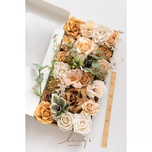 imageLings Moment Terracotta Artificial Flowers Greenery Mini Box Set Burnt Orange Fake Flower for DIY Wedding Bridal Bouquet Centerpieces Decor Floral Arrangement Decor etcApricot  Peach