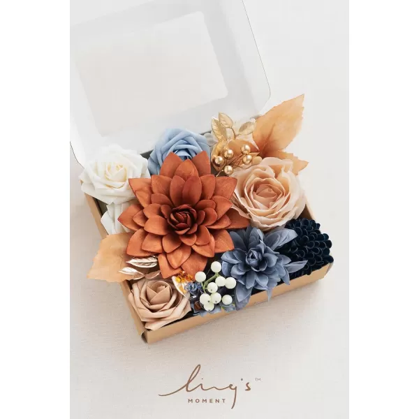 imageLings Moment Terracotta Artificial Flowers Greenery Mini Box Set Burnt Orange Fake Flower for DIY Wedding Bridal Bouquet Centerpieces Decor Floral Arrangement Decor etcBurnt Orange  Navy