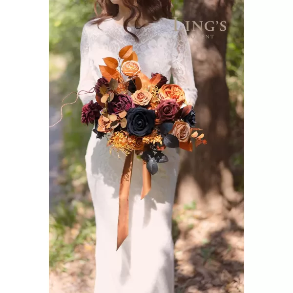 imageLings Moment Terracotta Artificial Flowers Greenery Mini Box Set Burnt Orange Fake Flower for DIY Wedding Bridal Bouquet Centerpieces Decor Floral Arrangement Decor etcBlack  Orange