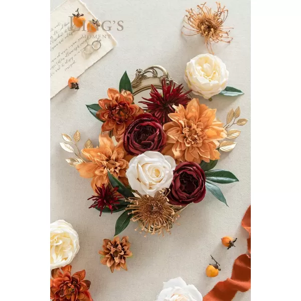 imageLings Moment Terracotta Artificial Flowers Greenery Mini Box Set Burnt Orange Fake Flower for DIY Wedding Bridal Bouquet Centerpieces Decor Floral Arrangement Decor etcTerracotta  Burgundy