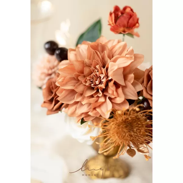 imageLings Moment Terracotta Artificial Flowers Greenery Mini Box Set Burnt Orange Fake Flower for DIY Wedding Bridal Bouquet Centerpieces Decor Floral Arrangement Decor etcTerracotta  Burgundy