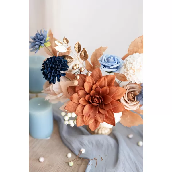 imageLings Moment Terracotta Artificial Flowers Greenery Mini Box Set Burnt Orange Fake Flower for DIY Wedding Bridal Bouquet Centerpieces Decor Floral Arrangement Decor etcBurnt Orange  Navy