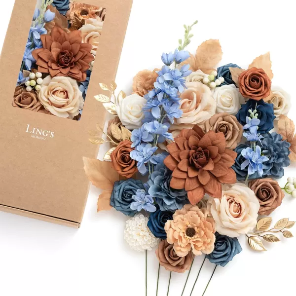 imageLings Moment Terracotta Artificial Flowers Greenery Mini Box Set Burnt Orange Fake Flower for DIY Wedding Bridal Bouquet Centerpieces Decor Floral Arrangement Decor etcBurnt Orange  Navy