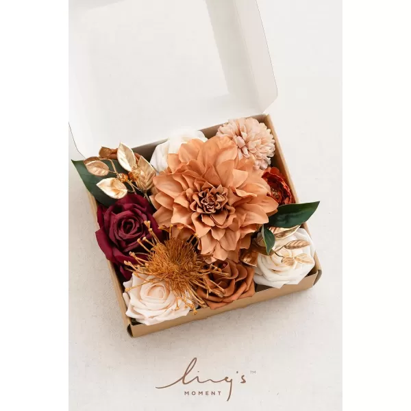 imageLings Moment Terracotta Artificial Flowers Greenery Mini Box Set Burnt Orange Fake Flower for DIY Wedding Bridal Bouquet Centerpieces Decor Floral Arrangement Decor etcTerracotta  Burgundy