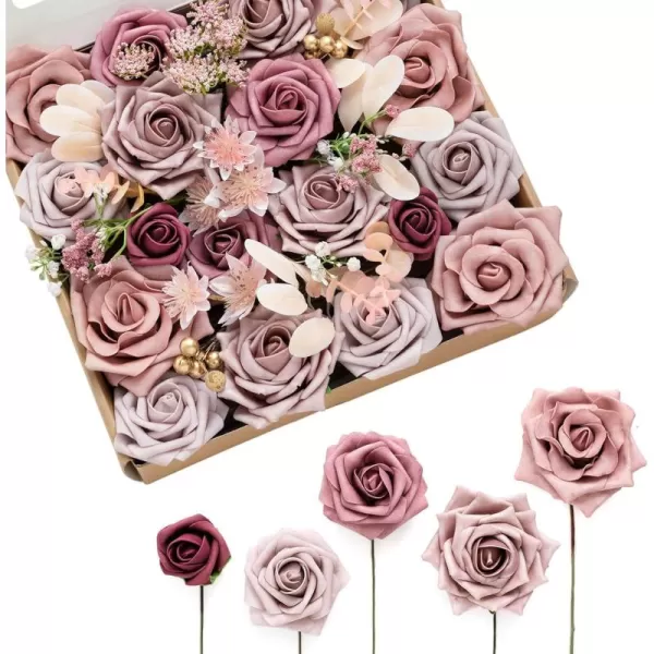 imageLings Moment Artificial Flowers Combo Box Set Sarah Dusty Rose ampamp Navy for DIY Wedding Bouquet Centerpieces Decor Floral Arrangement DecorDusty Rose