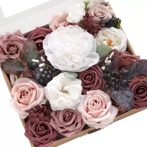 imageLings Moment Artificial Flowers Combo Box Set Sarah Dusty Rose ampamp Navy for DIY Wedding Bouquet Centerpieces Decor Floral Arrangement DecorDusty Rose  Mauve