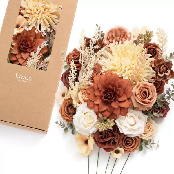 imageLings Moment Terracotta Artificial Flowers Greenery Mini Box Set Burnt Orange Fake Flower for DIY Wedding Bridal Bouquet Centerpieces Decor Floral Arrangement Decor etcMandarin  Orange