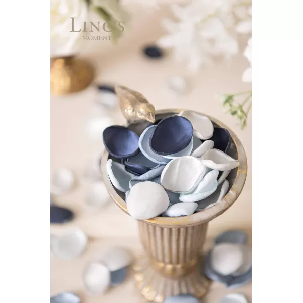 imageLings Moment 200pcs Rose Petals Silk Flower Petals for WeddingAisleFlower Girl BasketsTable Centerpiece DcoretcSilverBludusty Blue  Navy