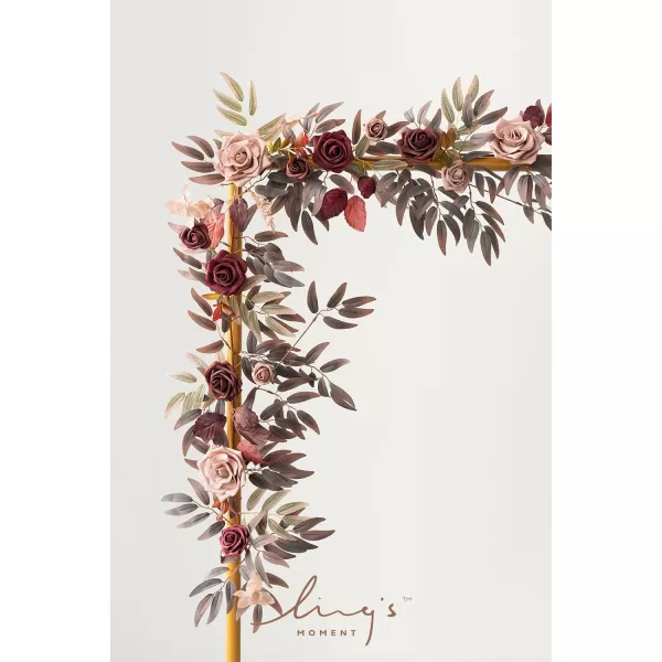 imageLings Moment 5FT Terracotta Artificial Flower Garland Rose Eucalyptus Leaves Fall Floral Garland Burnt Orange Arch Flowers Vine for Wedding Party Backdrop Decor Mantel Table Centerpieces DecorationsBurgundy  Dusty Rose