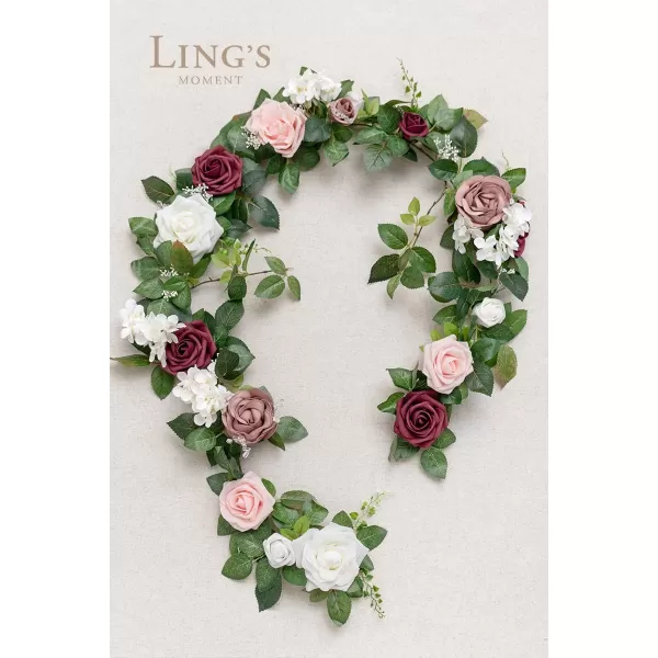 imageLings Moment 5FT Terracotta Artificial Flower Garland Rose Eucalyptus Leaves Fall Floral Garland Burnt Orange Arch Flowers Vine for Wedding Party Backdrop Decor Mantel Table Centerpieces DecorationsDusty Rose Cream