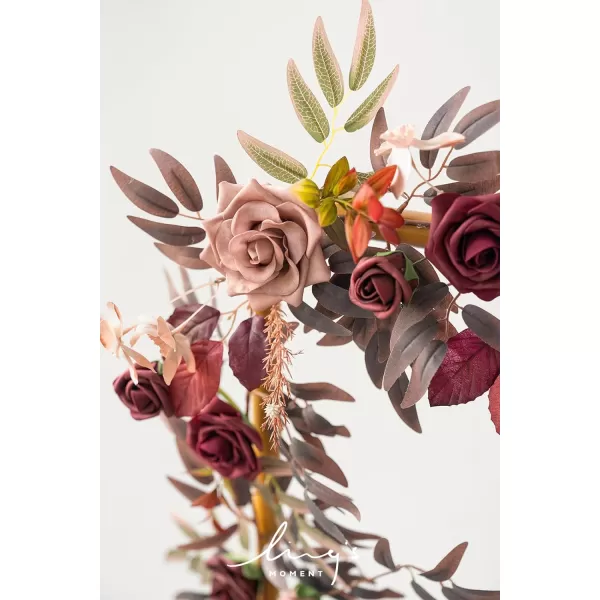 imageLings Moment 5FT Terracotta Artificial Flower Garland Rose Eucalyptus Leaves Fall Floral Garland Burnt Orange Arch Flowers Vine for Wedding Party Backdrop Decor Mantel Table Centerpieces DecorationsBurgundy  Dusty Rose